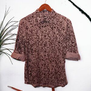 Express ★ Men's Casual Button-Up Dress Shirt ★ Novgorod Gothic Floral Print